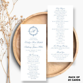 Vintage Blue Toile Monogram Wedding Programs ラックカード