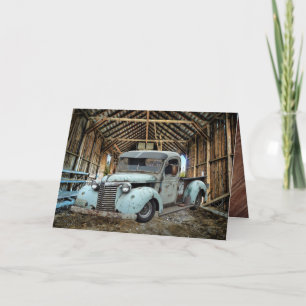 Vintage Blue Truck Rustic Barn Thank You Card サンキューカード