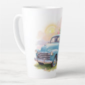 Vintage Blue Truck with Easter Eggs & Tulips カフェラテマグ (左アングル)