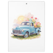 Vintage Blue Truck with Easter Eggs & Tulips クリップボード (裏面)
