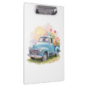 Vintage Blue Truck with Easter Eggs & Tulips クリップボード (右)