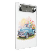 Vintage Blue Truck with Easter Eggs & Tulips ミニクリップボード (アングル)