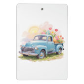 Vintage Blue Truck with Easter Eggs & Tulips ミニクリップボード (裏面)