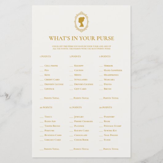 Vintage Blue What's In Your Purse Bridal Shower (正面)