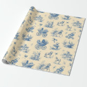 Vintage Blue  & Yellow Toile Baby Theme ラッピングペーパー (アンロールド)