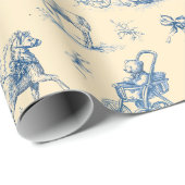 Vintage Blue  & Yellow Toile Baby Theme ラッピングペーパー (ロールコーナー)