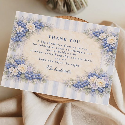 Vintage Blueberry Blossom Bridal Shower サンキューカード