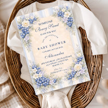 Vintage Blueberry Floral Baby Shower