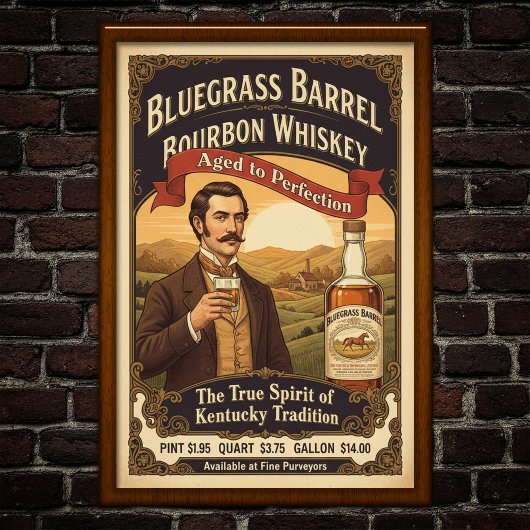 Vintage Bluegrass Bourbon Advertising Poster ポスター