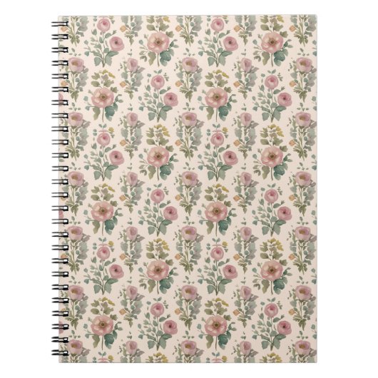 Vintage Blush Anemone Floral Notebook ノートブック (正面)