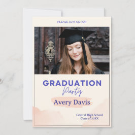 Vintage Blush Blue Watercolor Botanical Floral 招待状