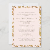 Vintage Blush & Gold Chinoiserie 2 Venue 招待状 (正面)