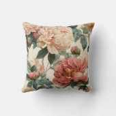Vintage Blush Peony Cream Floral Pattern クッション (裏面)