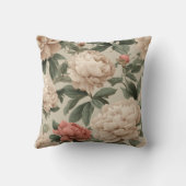 Vintage Blush Peony Cream Floral Pattern クッション (裏面)