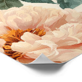 Vintage Blush Peony Cream Floral Pattern ポスター (角)