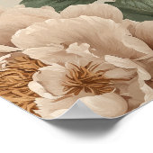 Vintage Blush Peony Cream Floral Pattern ポスター (角)