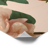 Vintage Blush Peony Cream Floral Pattern ポスター (角)