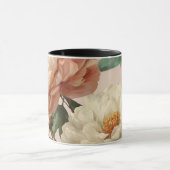 Vintage Blush Peony Cream Floral Pattern マグカップ (中央)