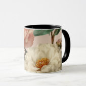 Vintage Blush Peony Cream Floral Pattern マグカップ (正面右)