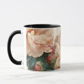 Vintage Blush Peony Cream Floral Pattern マグカップ (左)