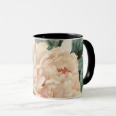 Vintage Blush Peony Cream Floral Pattern マグカップ (正面右)