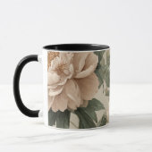 Vintage Blush Peony Cream Floral Pattern マグカップ (左)
