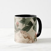 Vintage Blush Peony Cream Floral Pattern マグカップ (正面右)