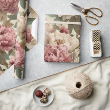 Vintage Blush Peony Cream Floral Pattern