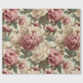 Vintage Blush Peony Cream Floral Pattern ラッピングペーパー (フラット)