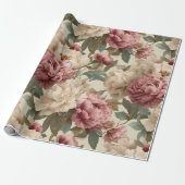 Vintage Blush Peony Cream Floral Pattern ラッピングペーパー (アンロールド)