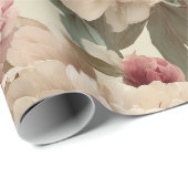 Vintage Blush Peony Cream Floral Pattern ラッピングペーパー (ロールコーナー)