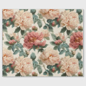 Vintage Blush Peony Cream Floral Pattern ラッピングペーパー (フラット)