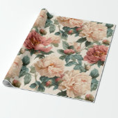 Vintage Blush Peony Cream Floral Pattern ラッピングペーパー (アンロールド)