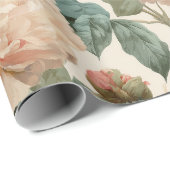Vintage Blush Peony Cream Floral Pattern ラッピングペーパー (ロールコーナー)