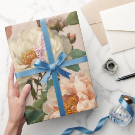 Vintage Blush Peony Cream Floral Pattern ラッピングペーパー