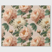 Vintage Blush Peony Cream Floral Pattern ラッピングペーパー (フラット)