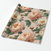 Vintage Blush Peony Cream Floral Pattern ラッピングペーパー (アンロールド)