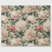 Vintage Blush Peony Cream Floral Pattern ラッピングペーパー (フラット)
