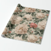 Vintage Blush Peony Cream Floral Pattern ラッピングペーパー (アンロールド)