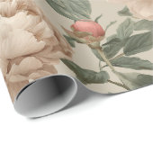 Vintage Blush Peony Cream Floral Pattern ラッピングペーパー (ロールコーナー)