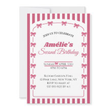 Vintage Blush Pink Coquette Bow Girl 2nd Birthday 