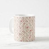 Vintage Blush Pink Floral Lattice Pattern コーヒーマグカップ (正面左)