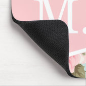 Vintage Blush Pink Floral Monogram マウスパッド (コーナー)