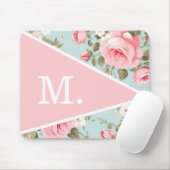 Vintage Blush Pink Floral Monogram マウスパッド (マウス)