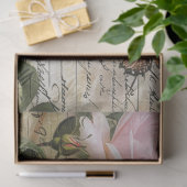 Vintage Blush Pink Rose Butterfly Decoupage 薄葉紙 (ギフト)