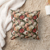 Vintage Blush Rose Floral Garden Pattern クッション (ブランケット)