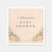 Vintage Blush Rose Garden Baby Shower スタンダードカクテルナプキン (正面)