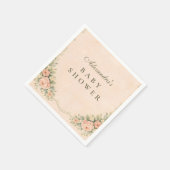 Vintage Blush Rose Garden Baby Shower スタンダードカクテルナプキン (角)