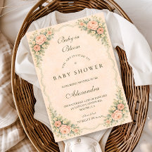 Vintage Blush Rose Garden Baby Shower