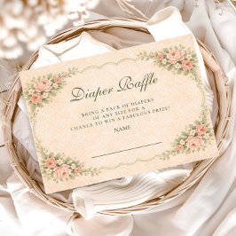 Vintage Blush Rose Garden Diapper Raffle エンクロージャーカード